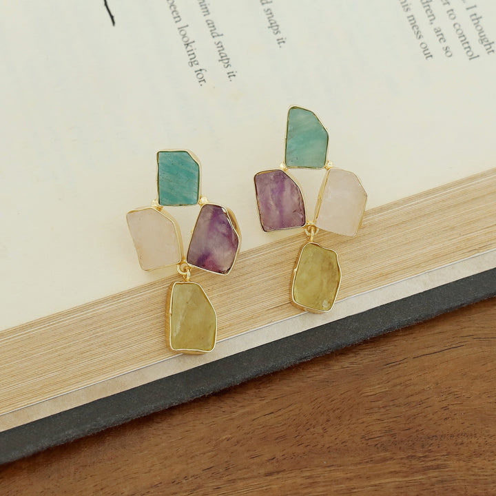 Suzy Golden Tetra Raw Stone Earring