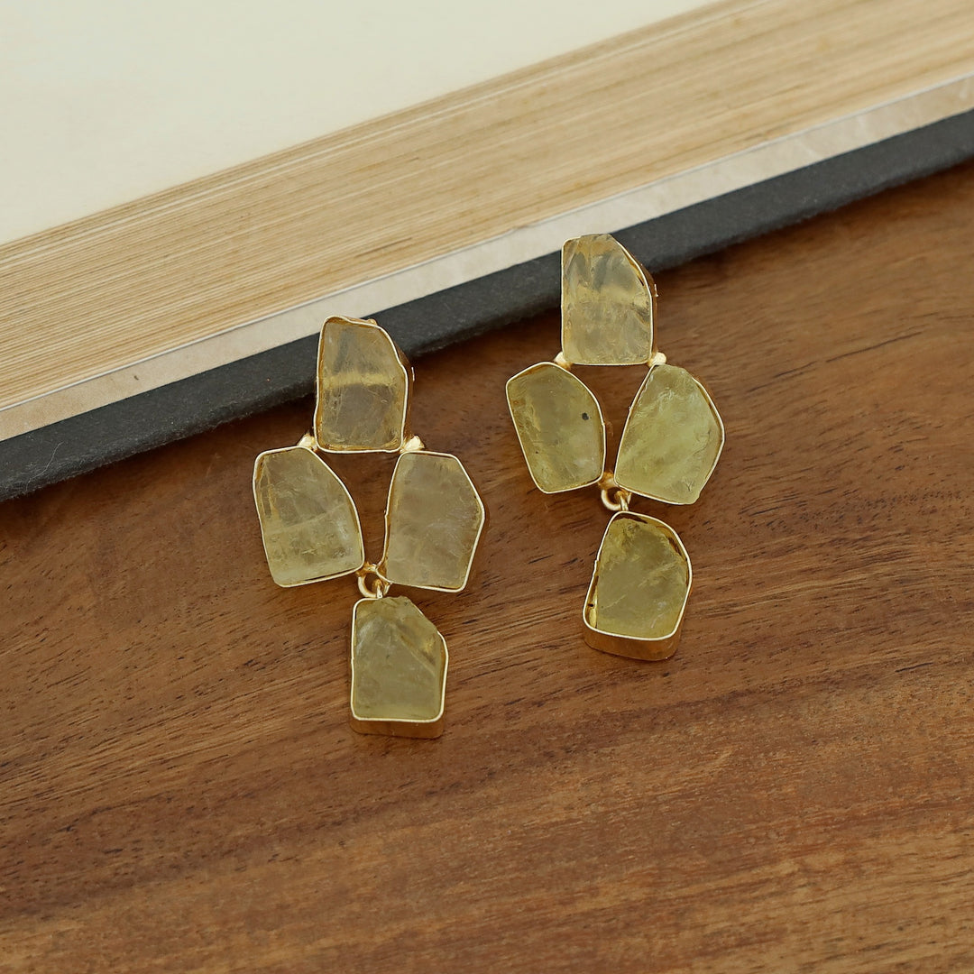 Suzy Golden Tetra Raw Stone Earring