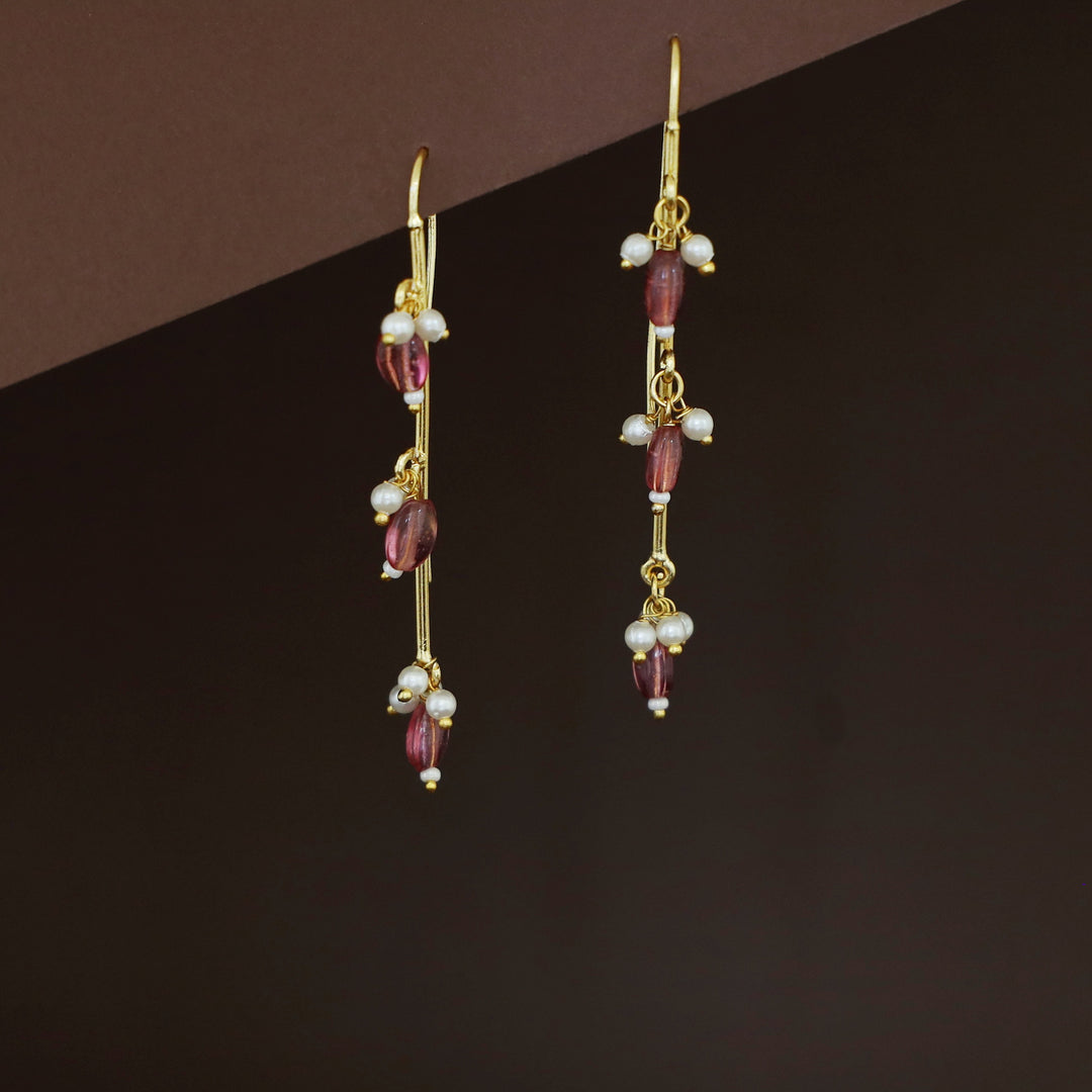 Golden Stick Tri Beaded Pearl Drop