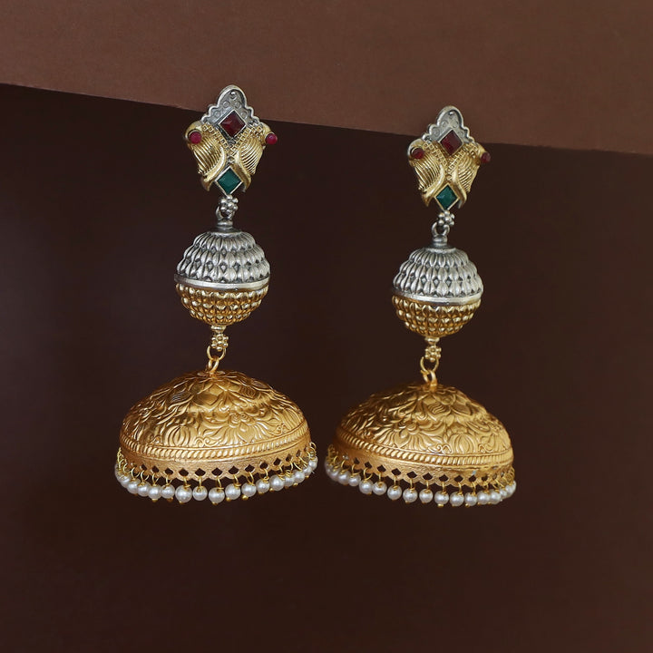 Chitramaya Dual Tone Pearl Jhumka