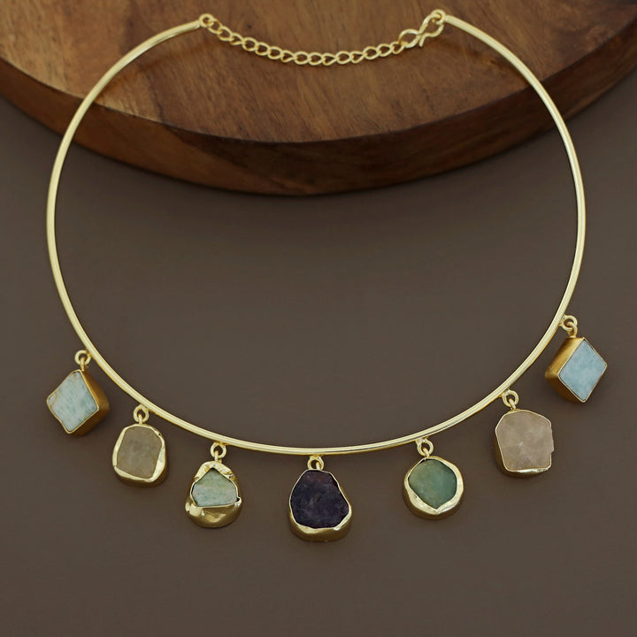 Golden 7 Raw Stone Neck Cuff