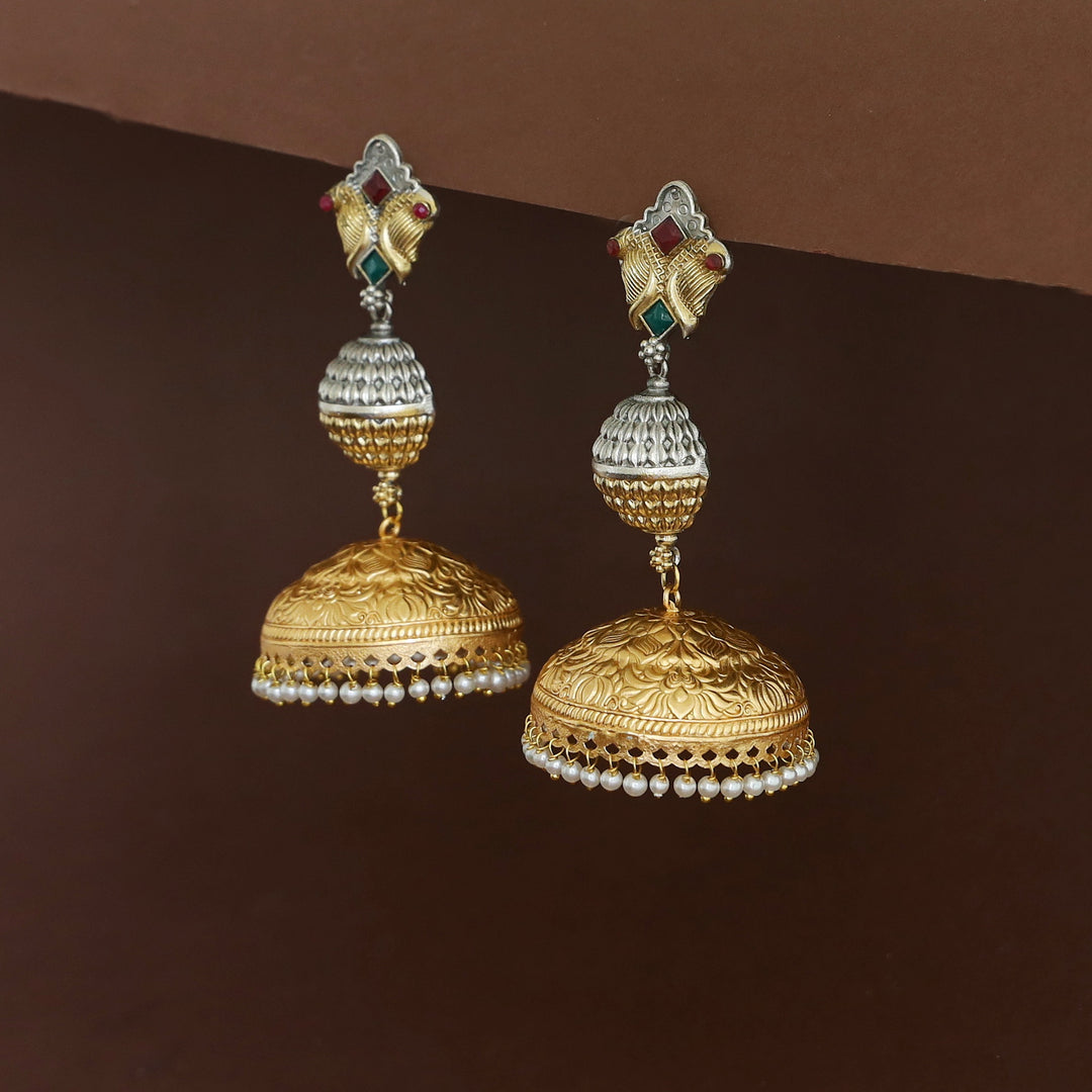 Chitramaya Dual Tone Pearl Jhumka