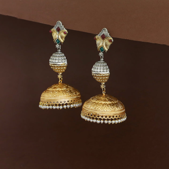 Chitramaya Dual Tone Pearl Jhumka