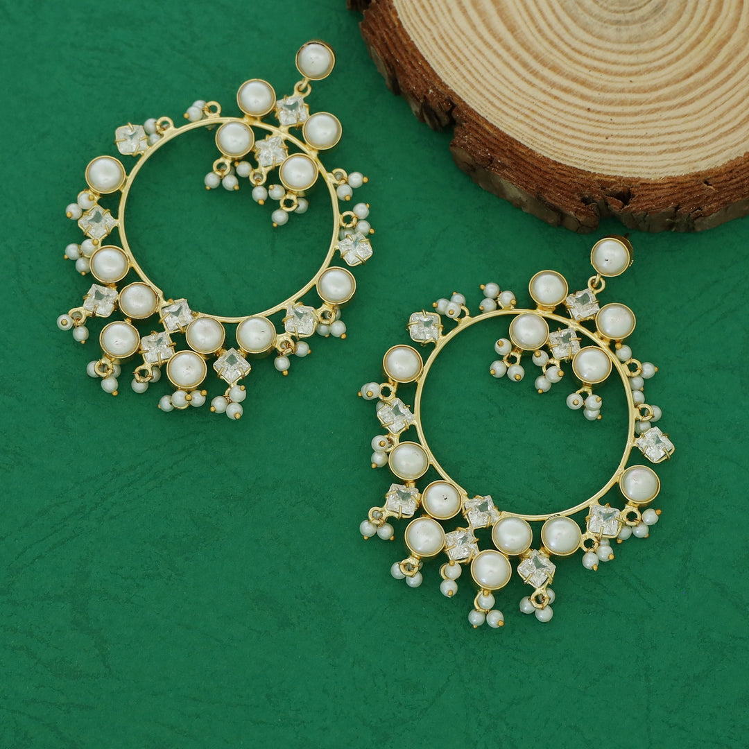 Bahurupa Claw Stoned Pearl Circle Earring