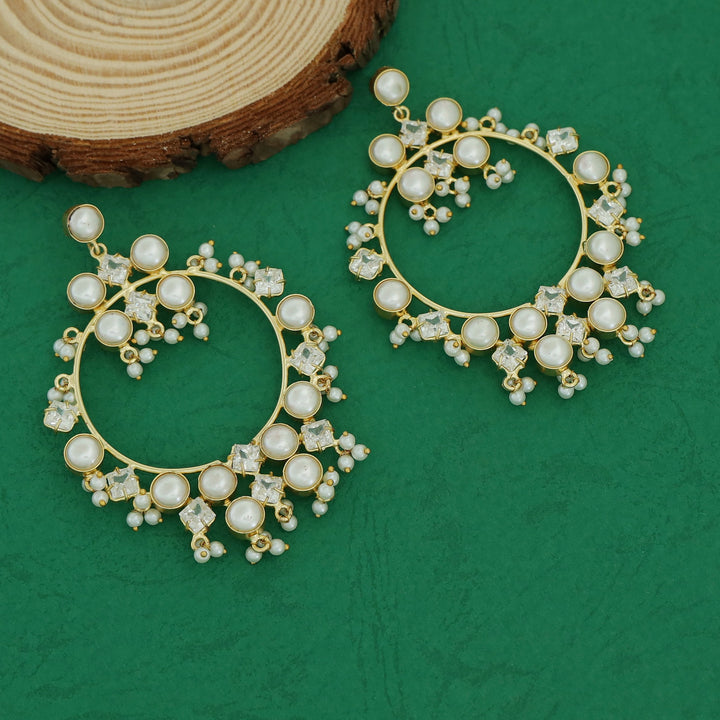 Bahurupa Claw Stoned Pearl Circle Earring