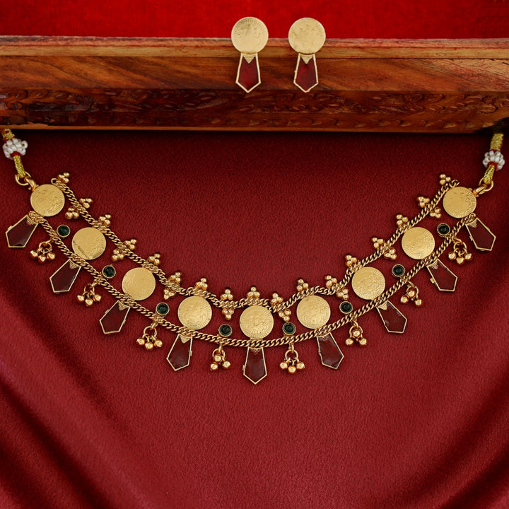 Sridha 2 Layer Kashi Palakka Enamel Choker With Earring