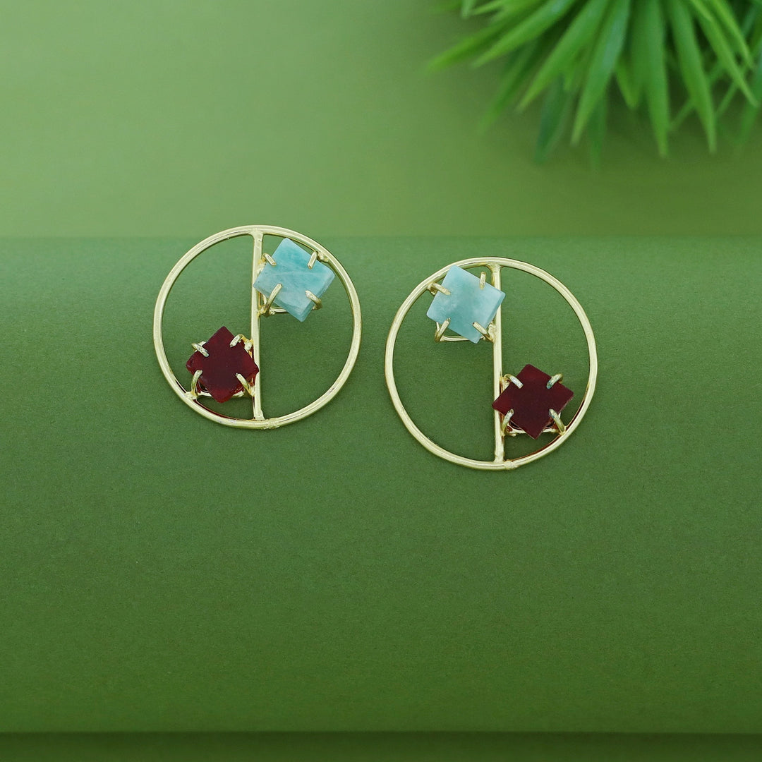 Golden Tiarah Raw Stone Earring