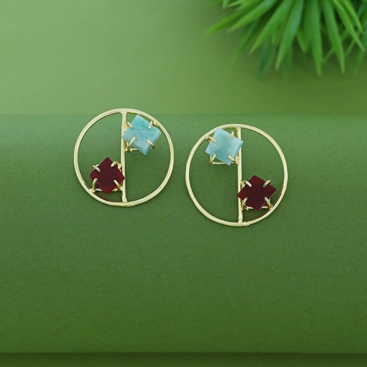 Golden Tiarah Raw Stone Earring