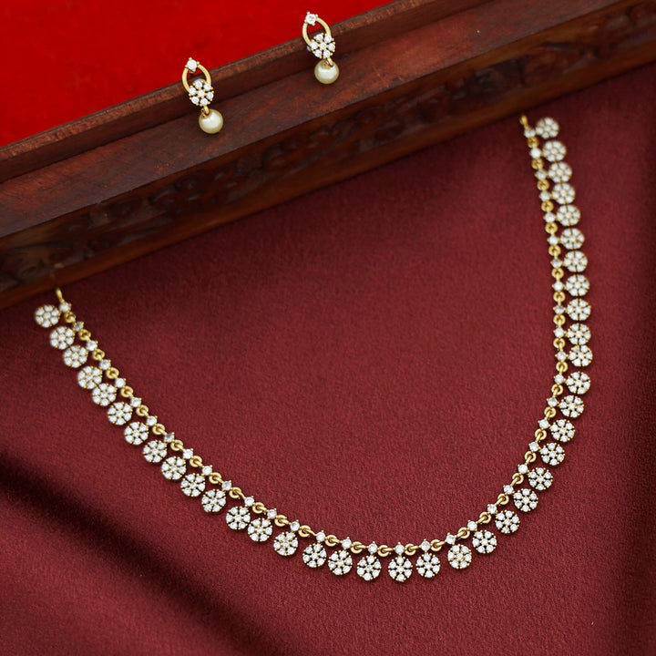 Mithu Sayali Flowery AD Stone Neckpiece With Earring