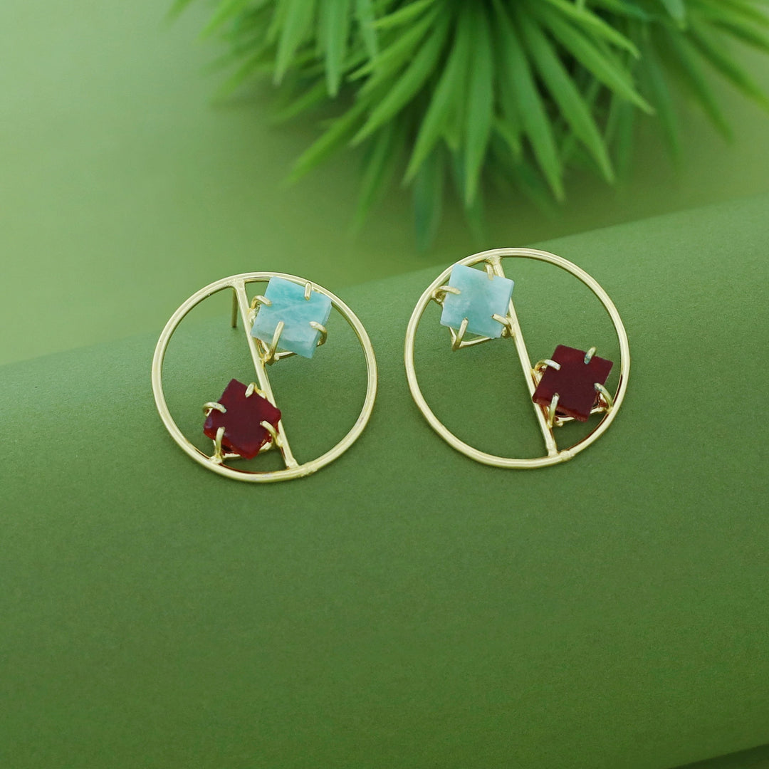 Golden Tiarah Raw Stone Earring