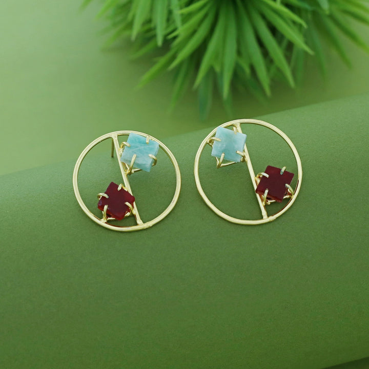 Golden Tiarah Raw Stone Earring
