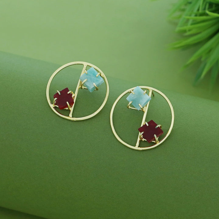 Golden Tiarah Raw Stone Earring