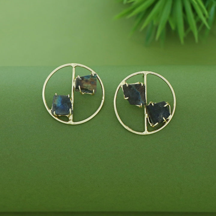 Golden Tiarah Raw Stone Earring