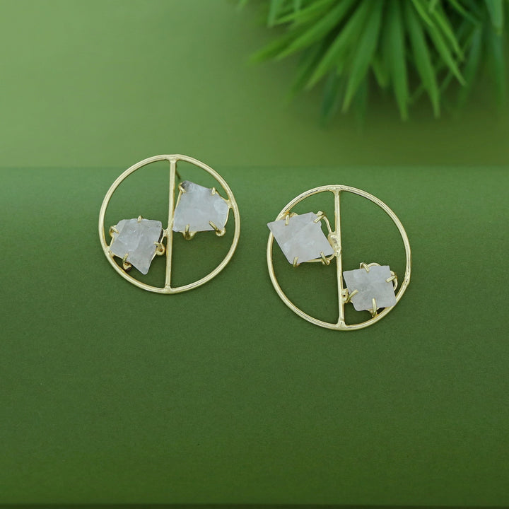 Golden Tiarah Raw Stone Earring