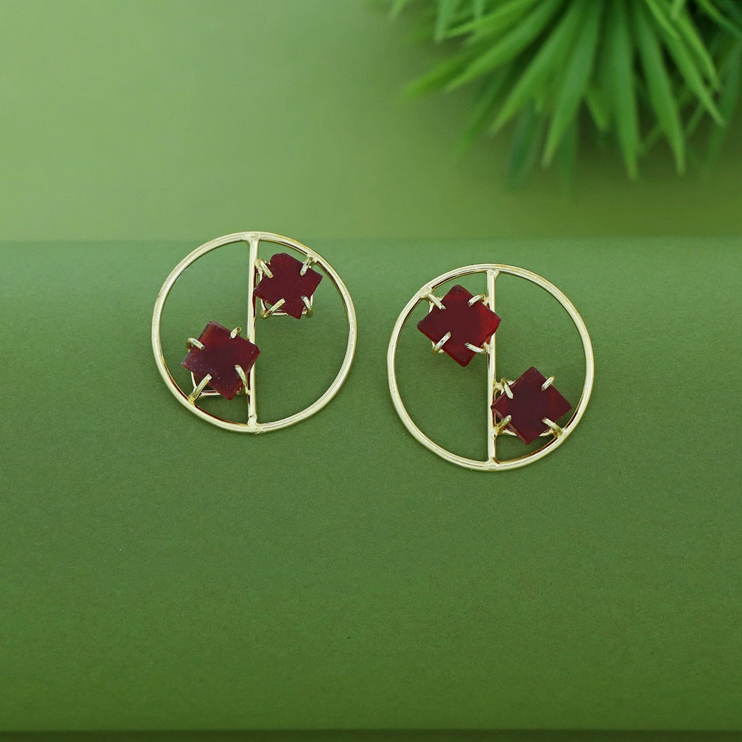 Golden Tiarah Raw Stone Earring