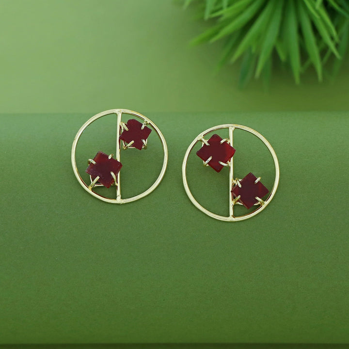 Golden Tiarah Raw Stone Earring
