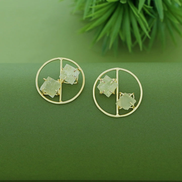 Golden Tiarah Raw Stone Earring