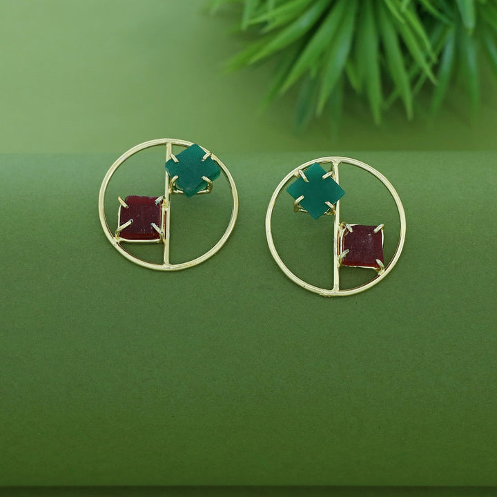 Golden Tiarah Raw Stone Earring