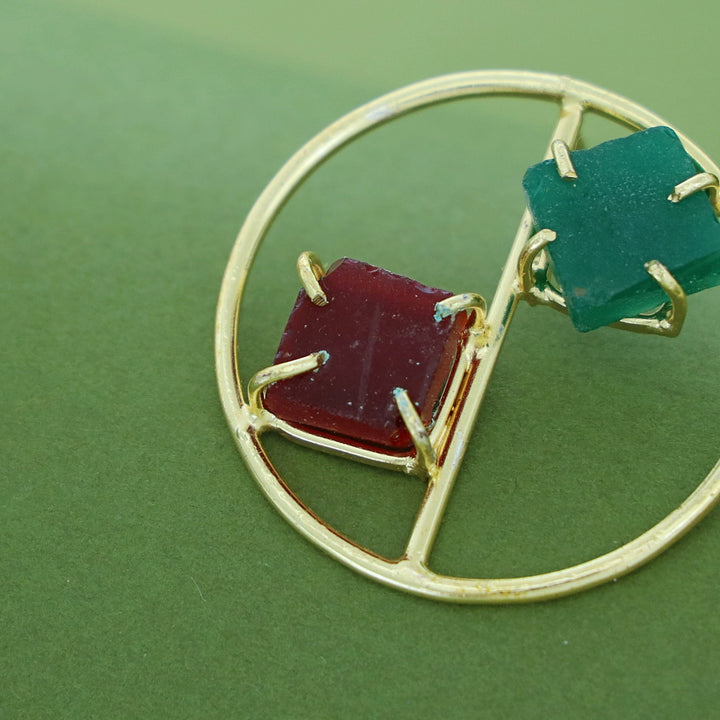 Golden Tiarah Raw Stone Earring