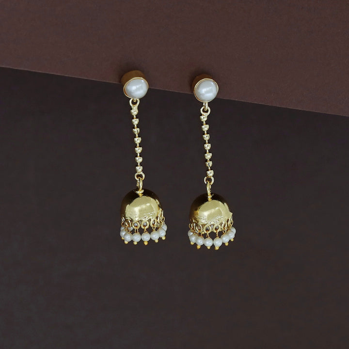 Advika Hanging Golden Ball Pearl Jhumka