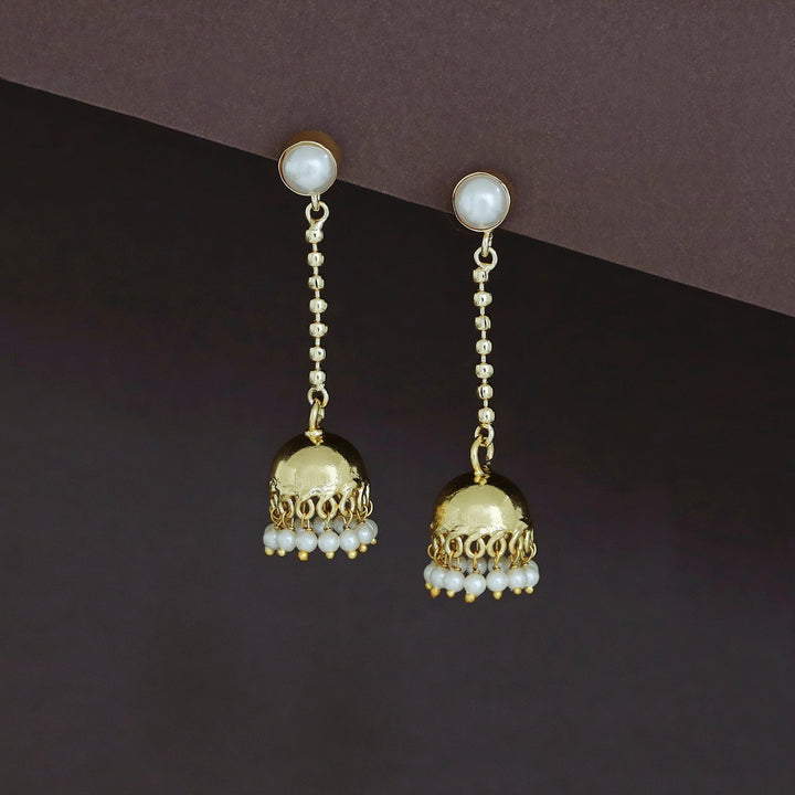 Advika Hanging Golden Ball Pearl Jhumka