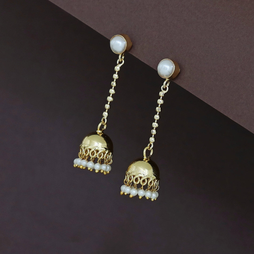 Advika Hanging Golden Ball Pearl Jhumka