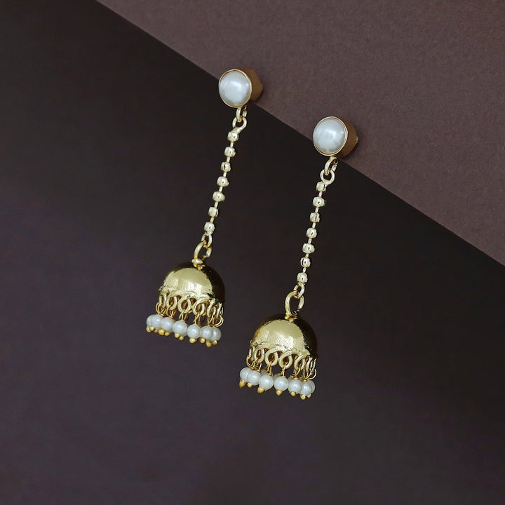 Advika Hanging Golden Ball Pearl Jhumka