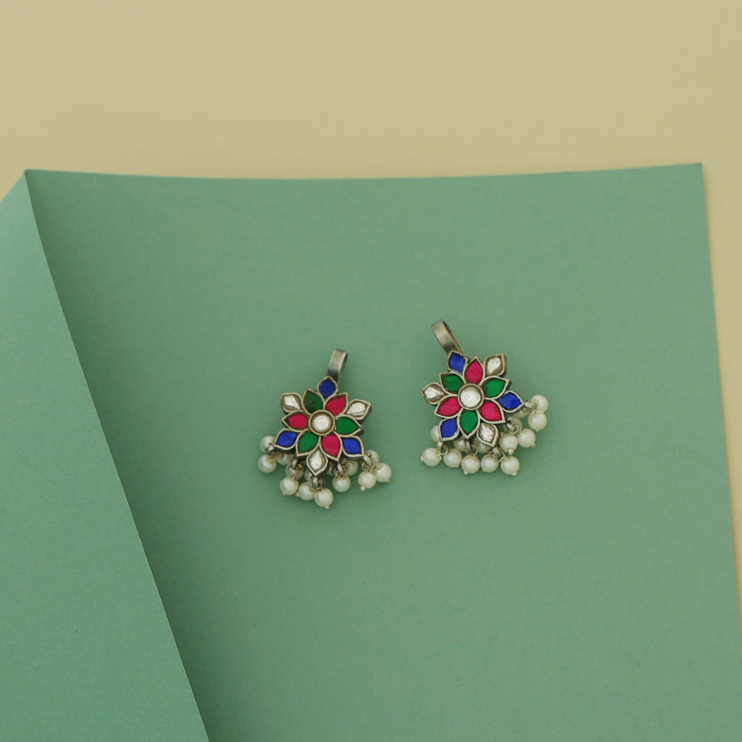 Abhidhya Jadau Kundan Flower Pearl Bugadi (Set Of 2)