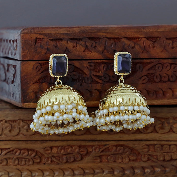 Sangria Golden Pearl Jhumka