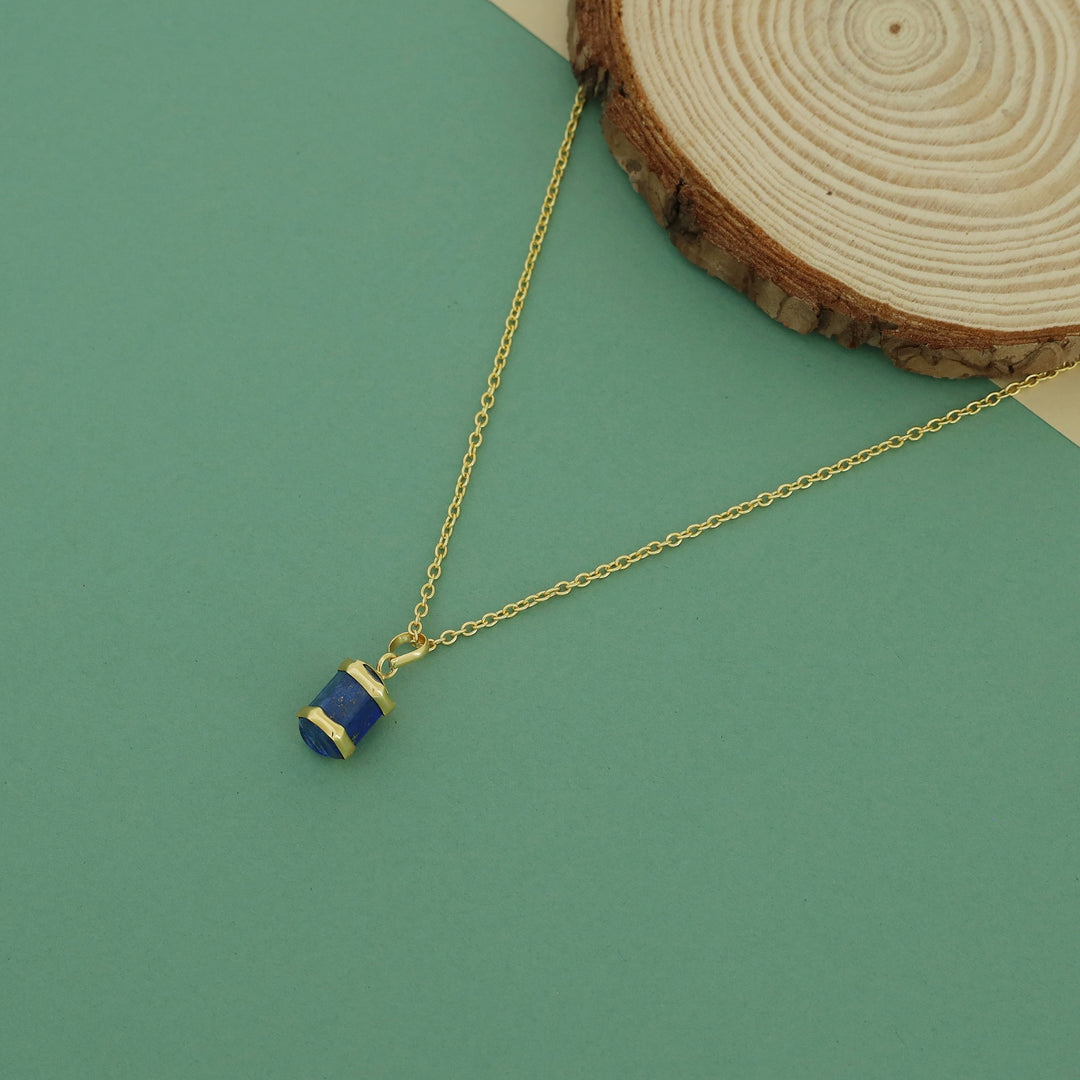 Dhanishta Golden Raw Stone Pendant Neckpiece