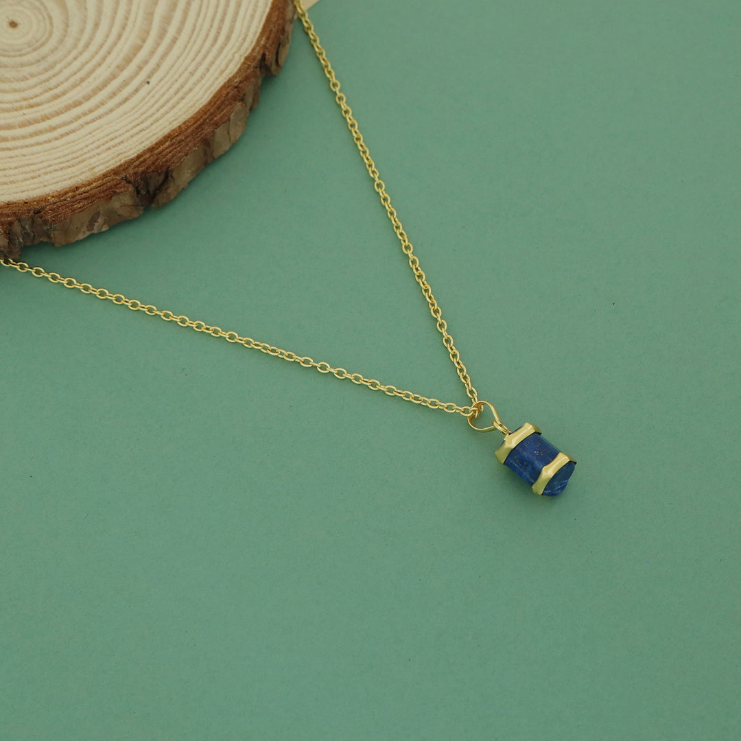Dhanishta Golden Raw Stone Pendant Neckpiece