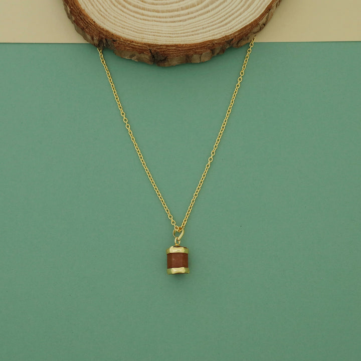 Dhanishta Golden Raw Stone Pendant Neckpiece