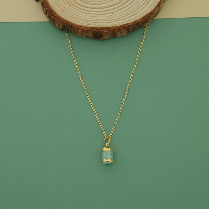 Dhanishta Golden Raw Stone Pendant Neckpiece