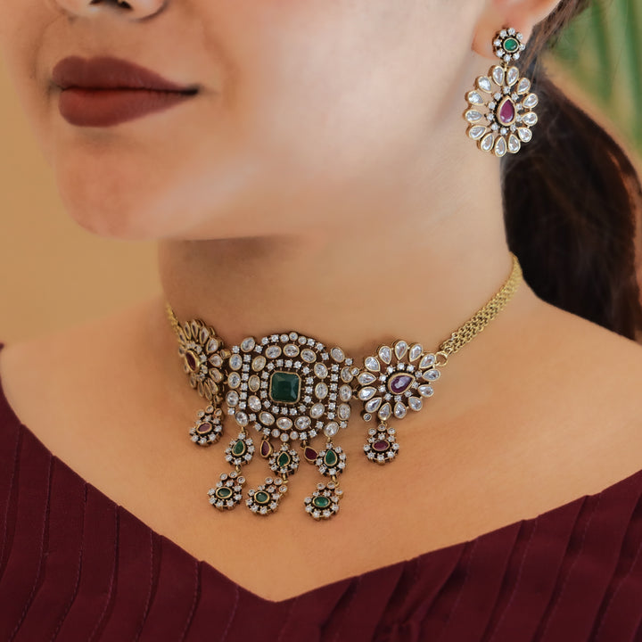 Premium Dazzling Dew Drops Choker with Earring