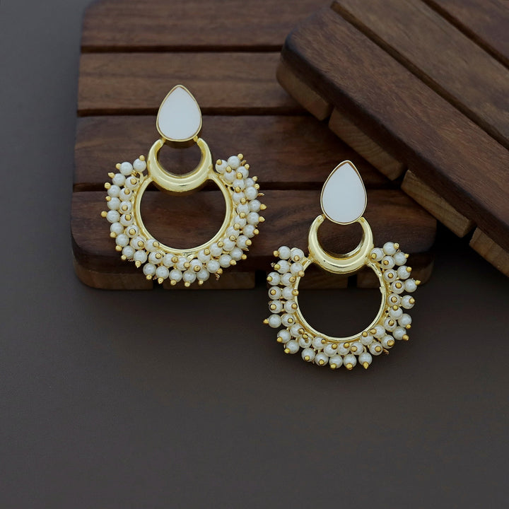 Drop Golden Moon Cluster Pearl Earring