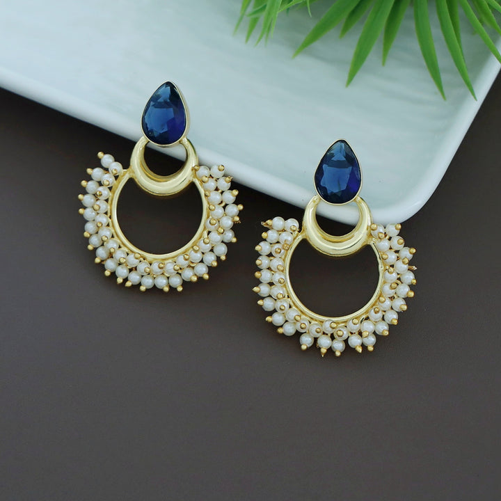 Drop Golden Moon Cluster Pearl Earring