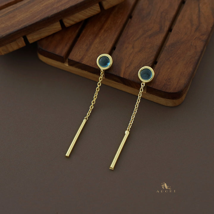 Likhna Round Glossy Chain Needle Earring
