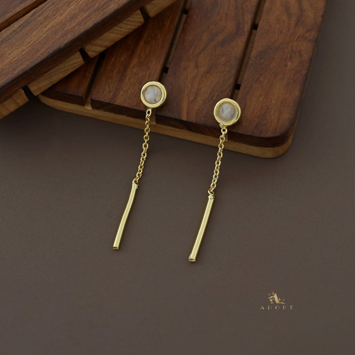 Likhna Round Glossy Chain Needle Earring