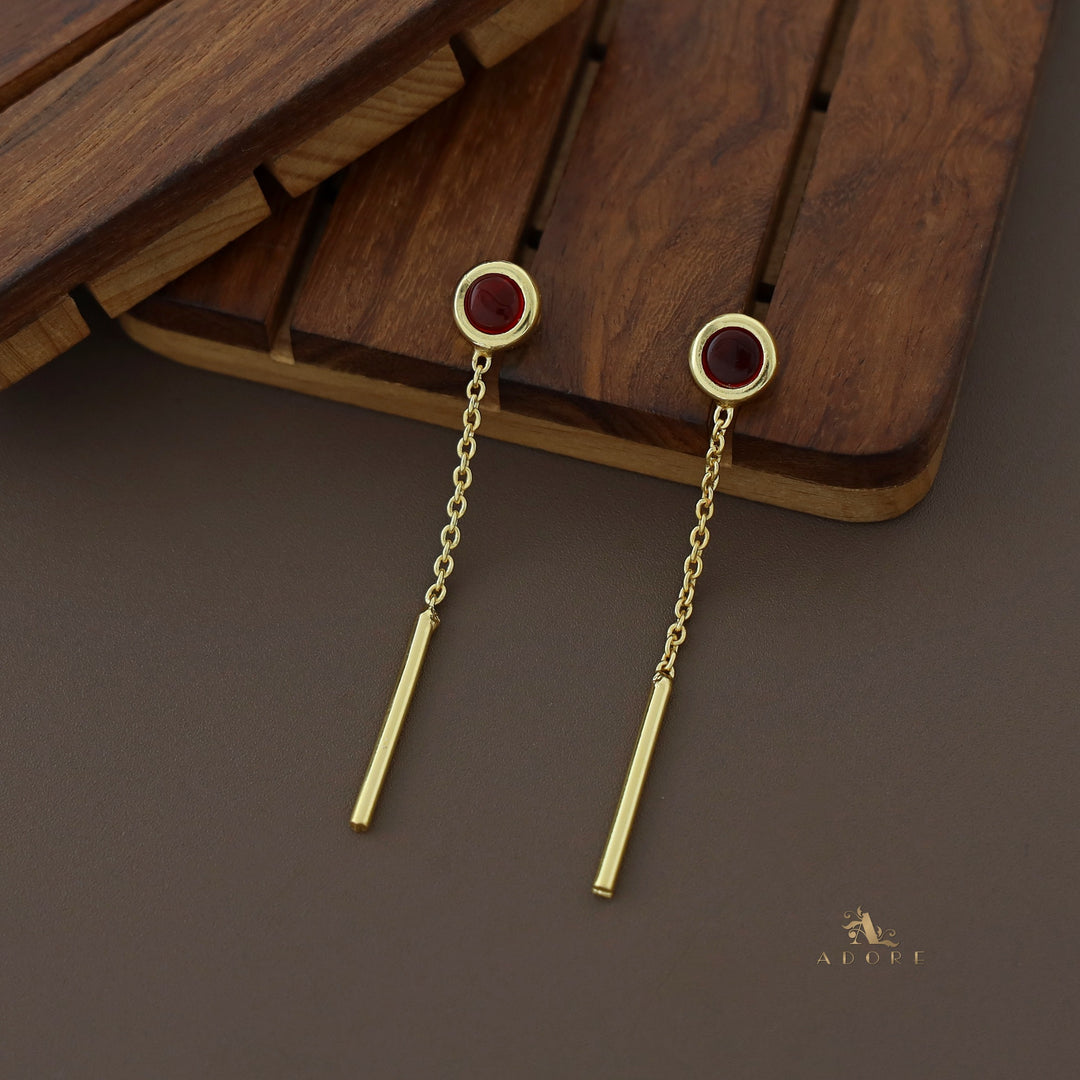 Likhna Round Glossy Chain Needle Earring