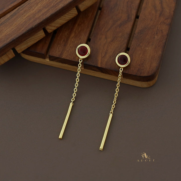 Likhna Round Glossy Chain Needle Earring