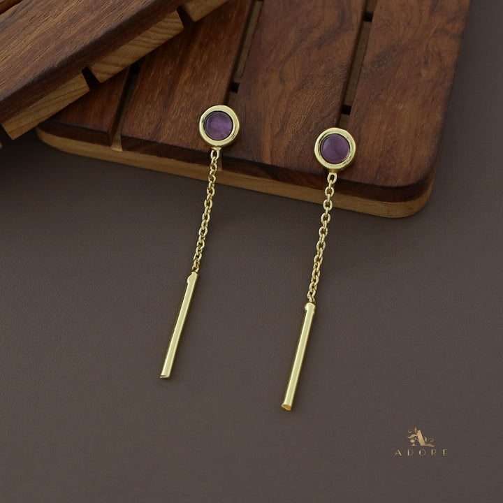 Likhna Round Glossy Chain Needle Earring