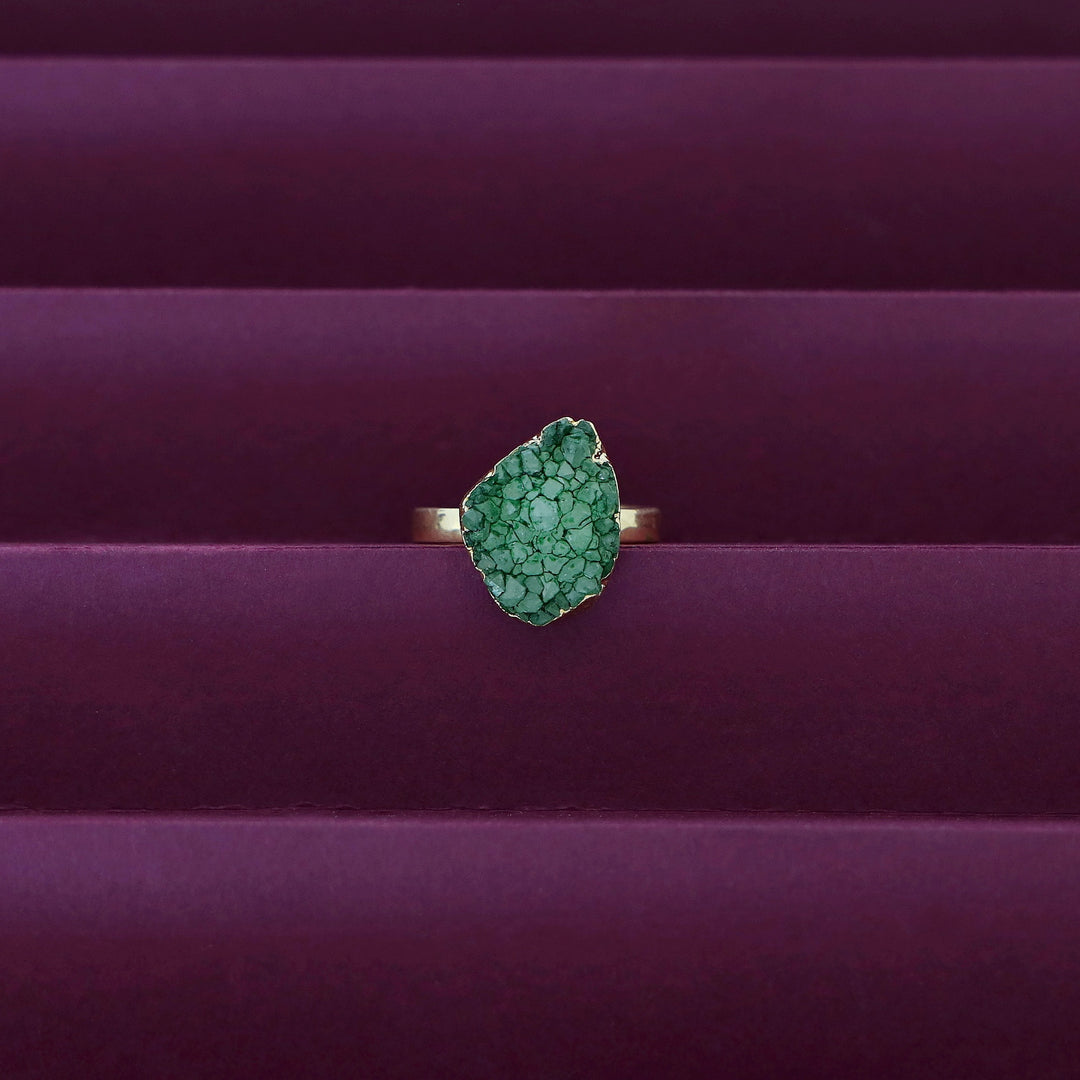 Golden Electro Plated Druzy Stone Ring