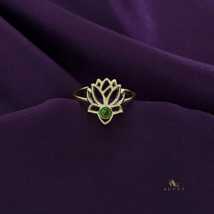 Golden Lotus Glossy Ring