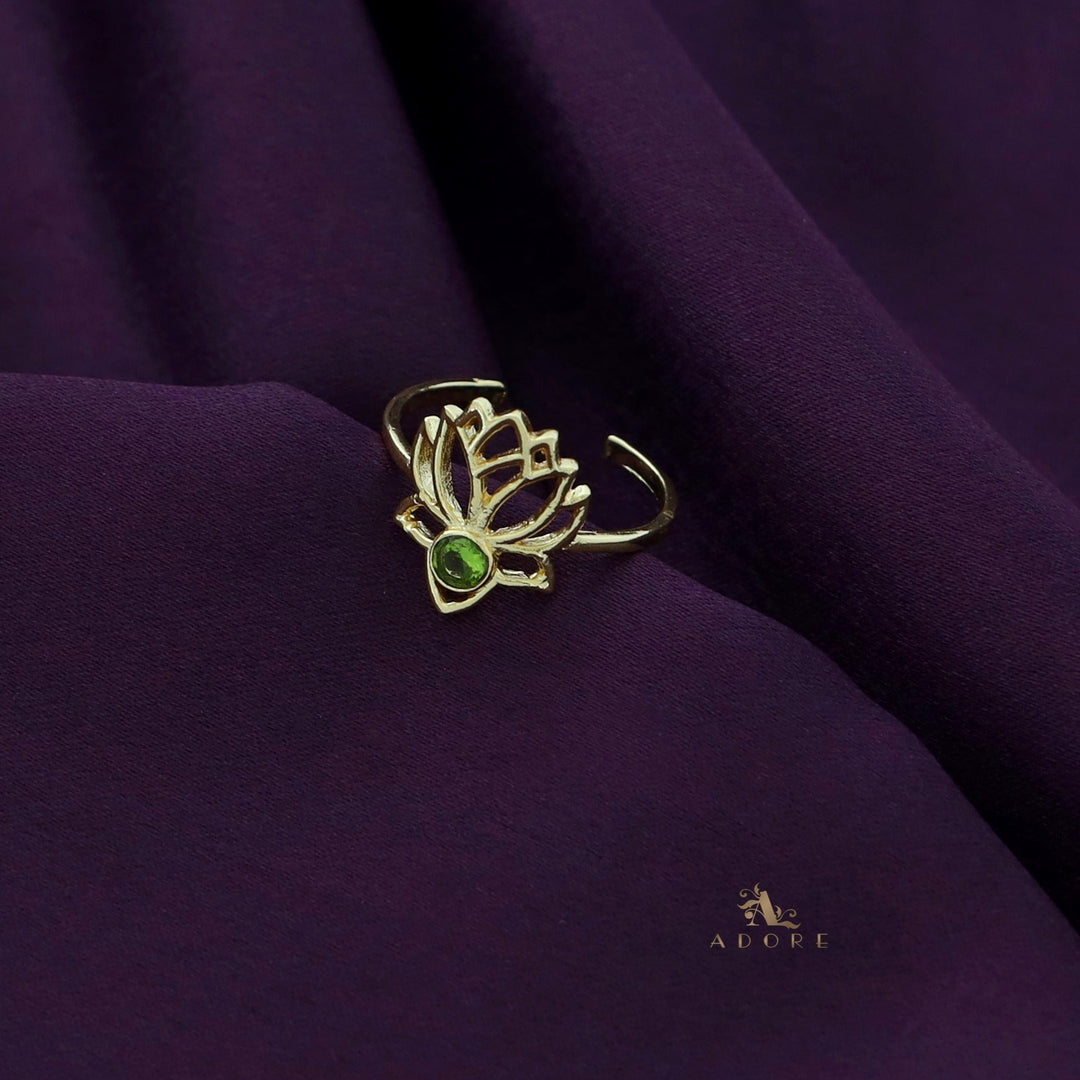 Golden Lotus Glossy Ring