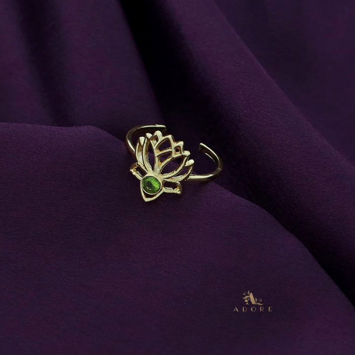 Golden Lotus Glossy Ring