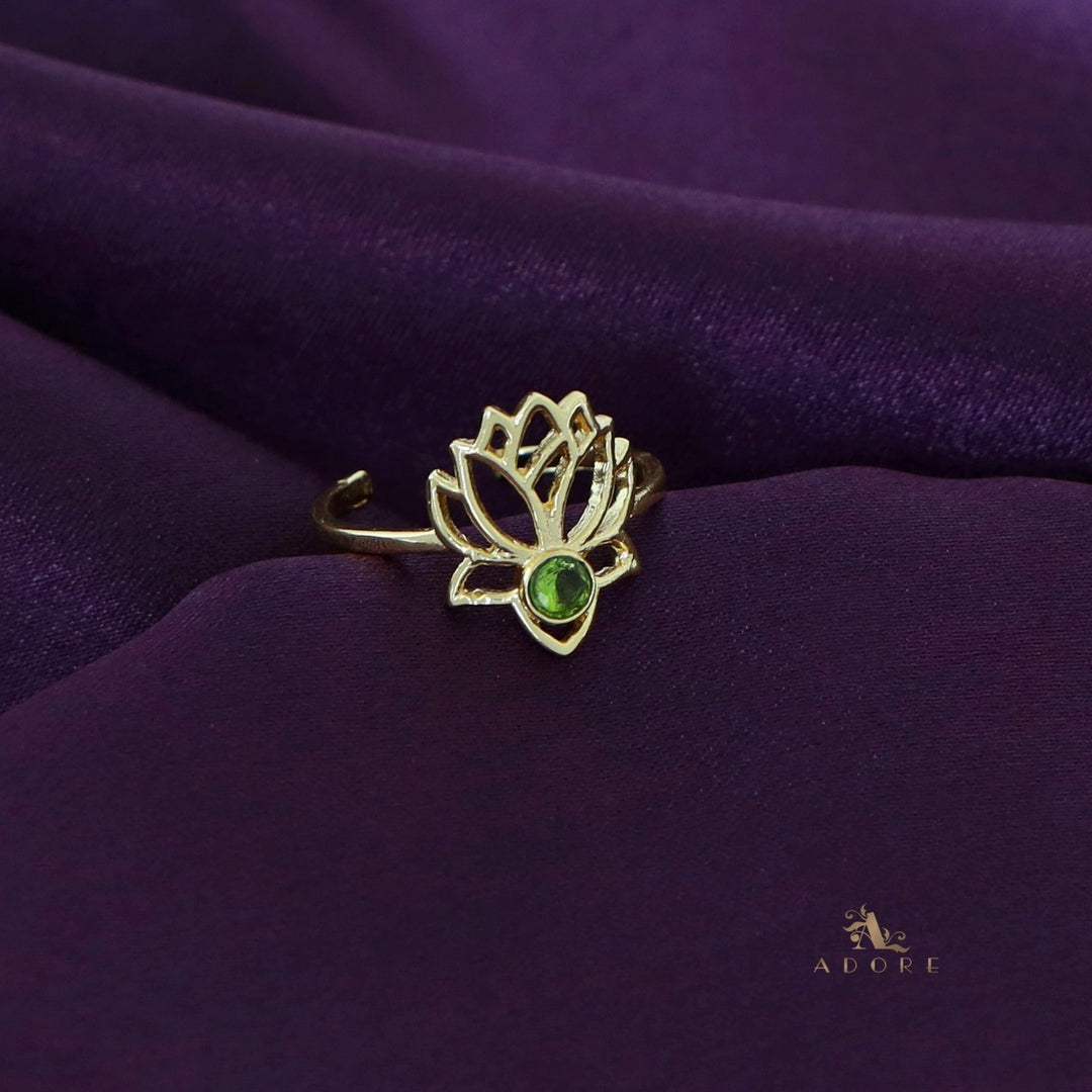 Golden Lotus Glossy Ring