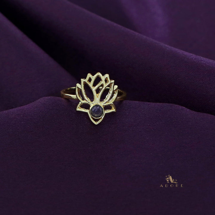 Golden Lotus Glossy Ring