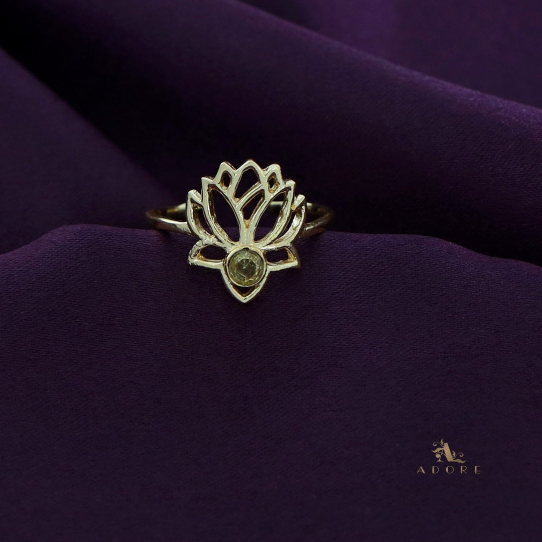 Golden Lotus Glossy Ring