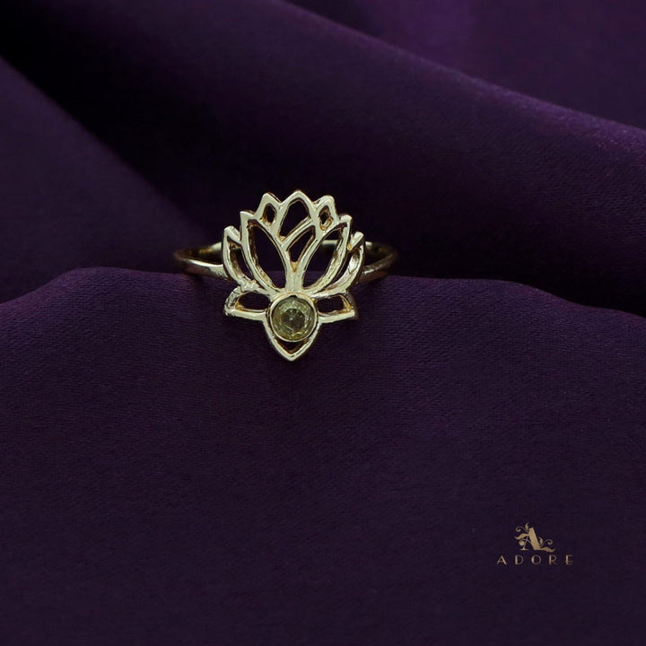 Golden Lotus Glossy Ring