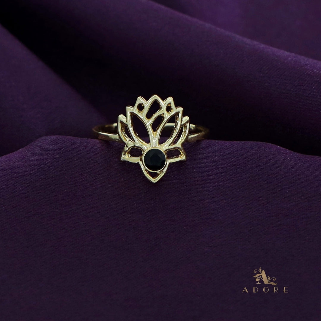 Golden Lotus Glossy Ring